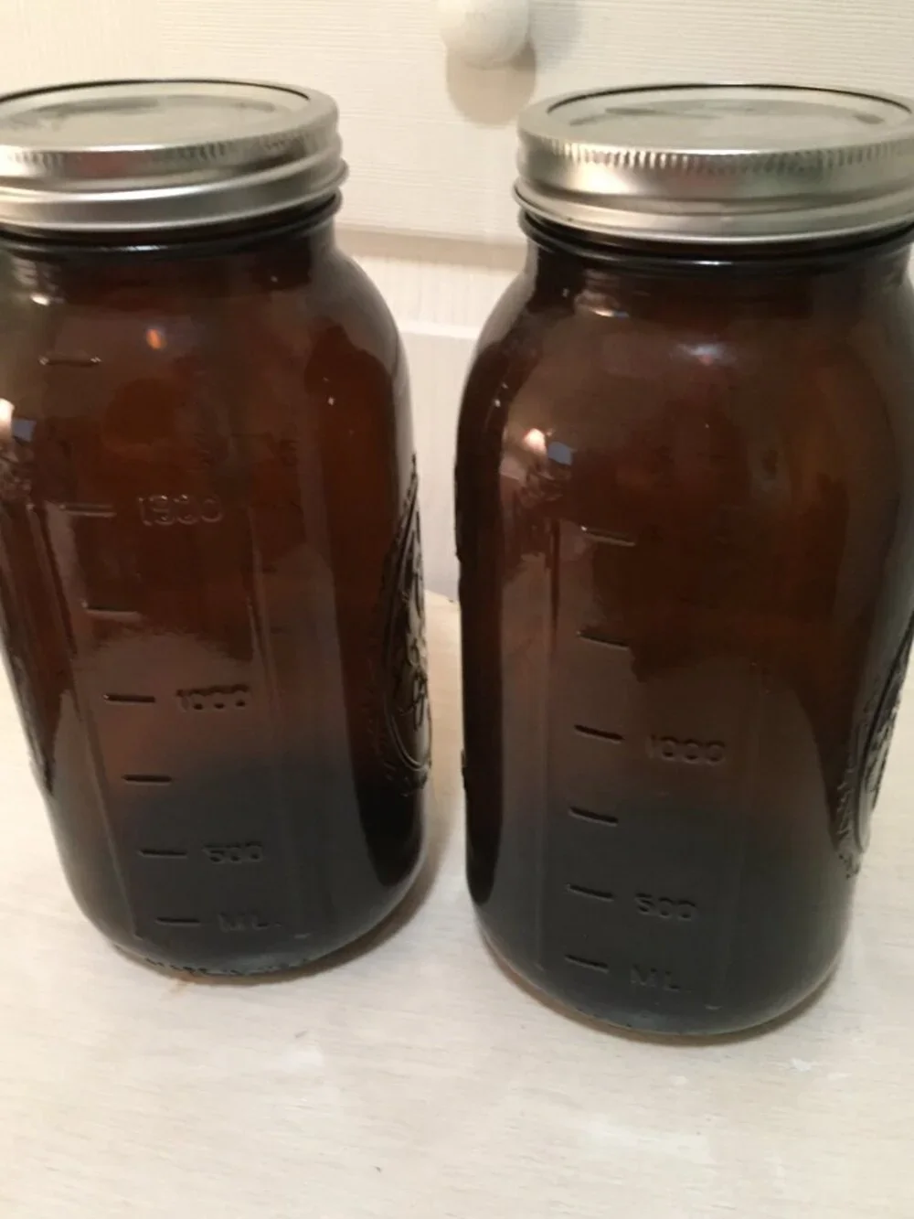 Set of 2 BALL 1.5 Quart Amber Canning Jars 6 Cups 9.25” Tall JUMBO